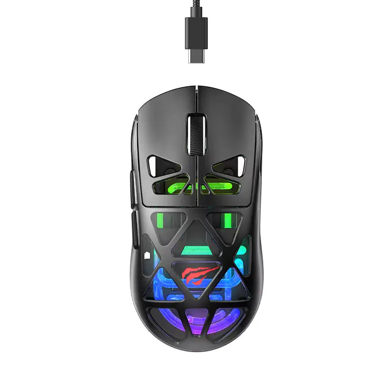 SOURIS GAMING SANS FIL HAVIT MS1044WB RGB TRI-MODE 8000 DPI (BLACK / WHITE)